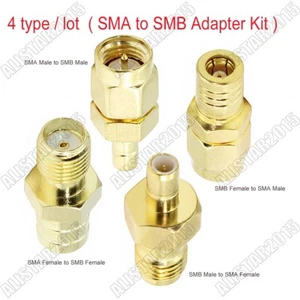 4 Type/Lot SMA Male Female to SMB Type Plug Jack Adapter RF Coax Connector Kit - Picture 1 of 5
