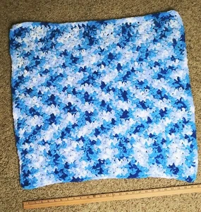 Handmade Crochet Baby Blanket Afghan Blue Chunky Lap Throw 27 X 27 Super Soft - Picture 1 of 3