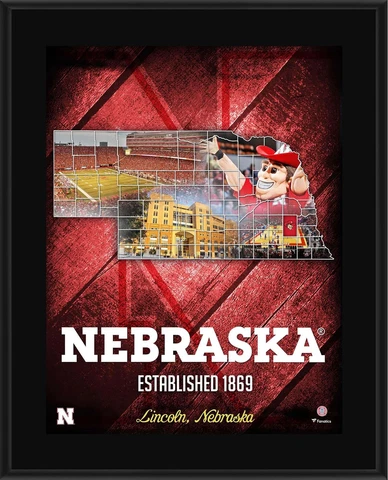 Nebraska Huskers 10.5" x 13" 2018 Sublimated State Plaque Cover