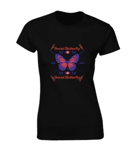 SOCIAL BUTTERFLY LADIES T SHIRT COOL FASHION DESIGN TOP MODERN GRAFFITI ARTIST - Picture 1 of 24