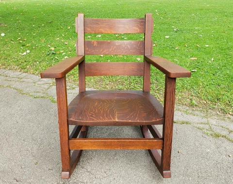 Arts & Crafts Rocker Mission Oak Rocking Arm Chair Quarter Sawn Antique Cover