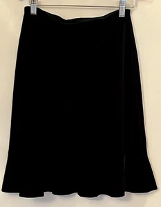 Alex Evenings Velvet Skirt Sz S Petite Black Flared Hem Elastic Waist 23” Long - Picture 1 of 3