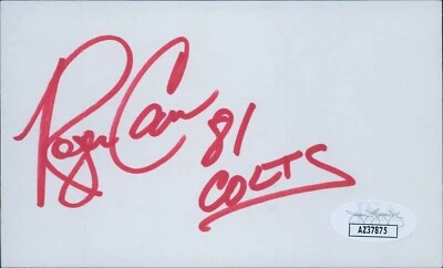 Roger Carr Baltimore Colts Signed 3x5 Index Card JSA Authenticated - Image 1 of 2