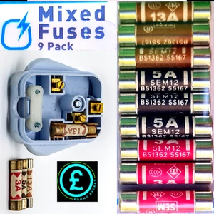 Status gemischte Sicherungen 9er Pack-3x13A, 3x5A & 3x13A Multi Gerät/Elektrowerkzeug Verwendung DIY - Bild 1 von 12