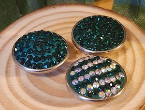 Lot of 3 Green Color Stones Snap Button Charms NUGZ USA Jewelry  - Picture 1 of 4