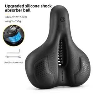 Gel Bike Seat MTB Bicycle Saddle Comfort Wide Soft Sporty Air Cushion Men Women - Picture 1 of 12