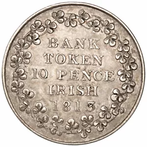 1813 Ten Pence Bank Token irisch, George III ~ gute Qualität - Bild 1 von 2