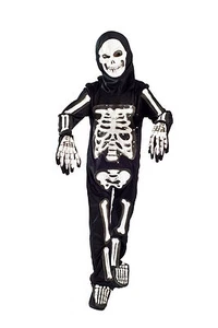 Skeleton Halloween Costume boys Light up Size 5-6, 6-8 glowing Fiber Optic Kids - Picture 1 of 6