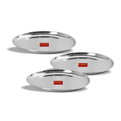 Set Mit 3 Edelstahl Schwere Dicke Flach Essteller 31 CM Durchmesser - Bild 1 von 4