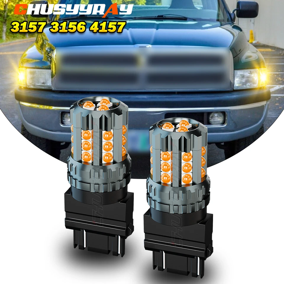 Lâmpada LED de seta dianteira 3157 amarelo âmbar para Dodge Ram 1500 2500 3500 - Imagem 1 de 4