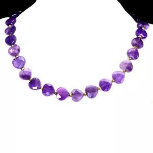 Collana In Argento Sterling 925 A Cuore Con Gemma Di Ametista 13Mm 17 Pollici - Foto 1 di 13
