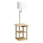 Simple Designs 57" Modern 2 Tier Floor Lamp With 2X Usb 1X Outlet - Tan