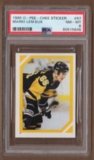 PSA 8 NM-MT MARIO LEMIEUX 1985/86 OPC O-Pee-Chee STICKER ROOKIE CARD HOF RARE!
