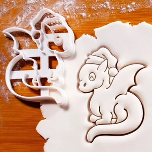 Christmas Baby Dragon Cookie Cutter - Santa mythology fantasy mythical creature - Picture 1 of 6