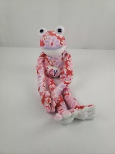 Flower Power Frogs Pink Purple HOOK & LOOP HANDS Stuffed Animal LOVE 15” RARE - Picture 1 of 12