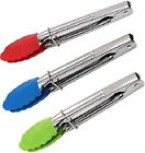 Kitchen Tongs Silicone Tip Non Stick Mini Cooking Fry Serving Grilling Tongs 3Pc