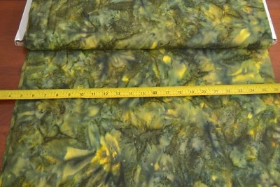 By 1/2 Yd, Green with Yellow Batik, Indonesia, Hoffman/G-1012-178, Leaf, B461 - Image 1 of 4