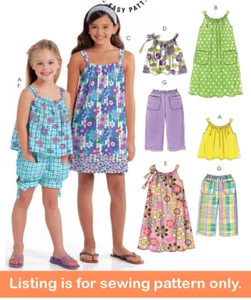 SEWING PATTERN - Sew Girls Clothing Clothes - Shorts Tank Top Dress Tween - 5797 - Picture 1 of 3