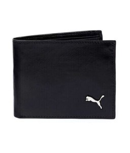 NEW AUTHENTIC PUMA BLACK BI-FOLD LEATHER MEN'S WALLET