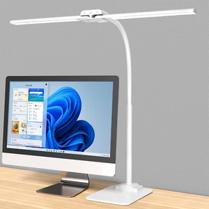 Schreibtischlampe LED Dimmbar Doppelkopf für Homeoffice Augenschutz Tageslichtla - Bild 1 von 7