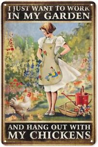 Chicken Signs for Coop Funny Garden Metal Tin Sign Vintage Chicken Sign Decor 