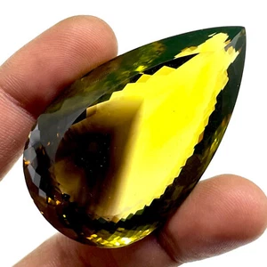 VVS 273 Cts Certificato Naturale Bio Limone Quarzo 57x34mm Taglio Pera Pietra Preziosa Sciolta - Foto 1 di 19