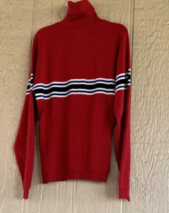 Vintage Meister Red Smooth Wool Blend Raised Rope Swirl Turtle Neck Sweater L - Picture 1 of 3