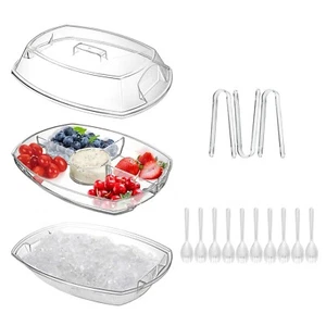 Chilled Veggie Tray Fruit Ice Serving Tray Shrimp Cocktail Serving Dish - Picture 1 of 8