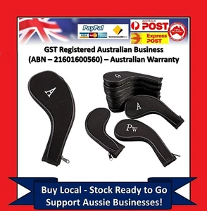 10 x Black Zipper Golf Iron Cover Head Covers Wedge Protection Iron Set CY. - Picture 1 of 9