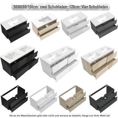 Badmöbel 50 60 80 100 120cm Waschtisch mit/ohne Unterschrank Badezimmermöbel UV - Bild 1 von 4