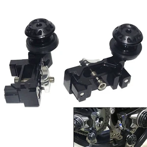 Chain Adjusters Swingarm Spool Set Black For 2014-2020 YAMAHA FZ-07 MT-07 XSR700 - Picture 1 of 8