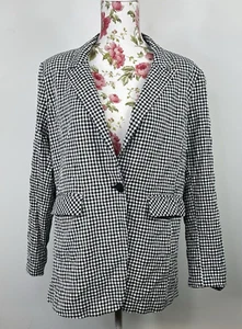 Foil women's black & white jacket gingham cotton mid length lined button Size 14 - Bild 1 von 9