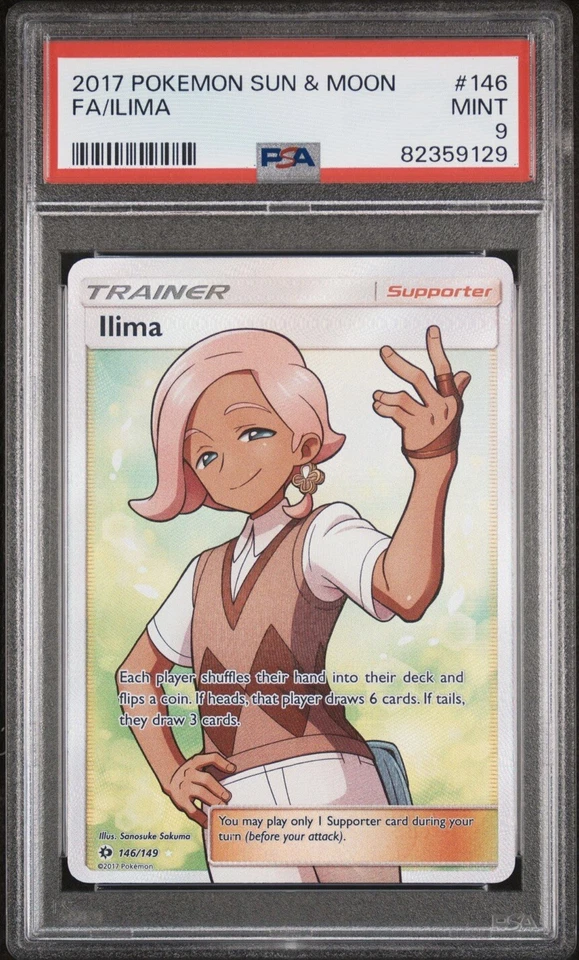 Pokemon - Ilima 146/149 Full Art Trainer - Sun & Moon Base 2017 - PSA 9 Mint - Image 1 of 1