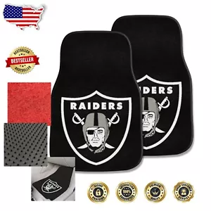 Personalized NFL Las Vegas Raiders 2-Piece Car Mats - 17"x27" Durable Nylon - Picture 1 of 7