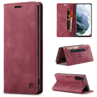 For Samsung S25 Ultra S25 FE S24 S23 S22 Note20 Ultra Leather Flip Wallet Case - Image 1 of 4