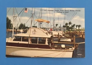 Linen Postcard Palm Beach Shores Florida Sailfish Center - Picture 1 of 2