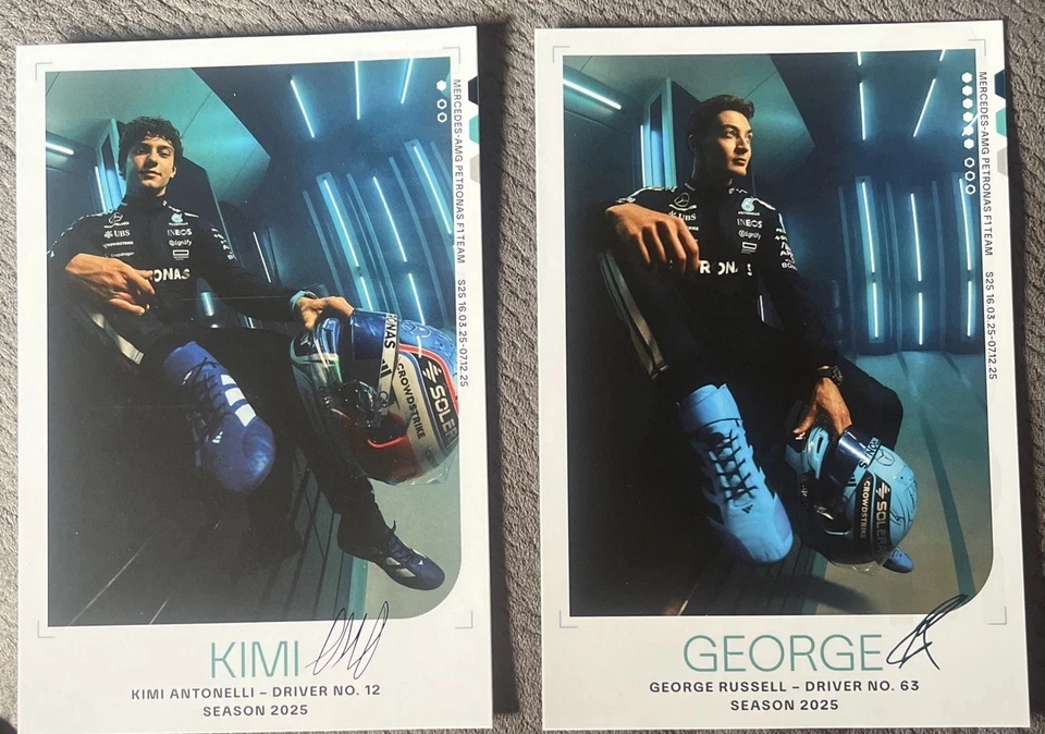 Autogrammkarte George Russel Kimi Antonelli 2025 AMG Petronas Mercedes Formel 1 - Bild 1 von 1