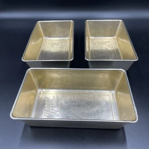 GOLDEN GLO by Bake King Pure Aluminum Loaf Bread Pans Vintage Set Of 3 - Picture 1 of 10