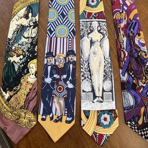 Francesca Botta - Deko Gatsby 20er Jahre - Handarbeit 100% Seide Krawatte 4 Stück - Bild 1 von 6