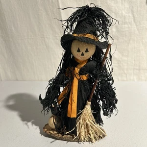 vintage straw witch with crow halloween decor - Picture 1 of 14