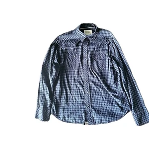 Denver Hayes Vintage Men's Plaid Shirt L Blue Modern Fit 100% Cotton - Bild 1 von 7