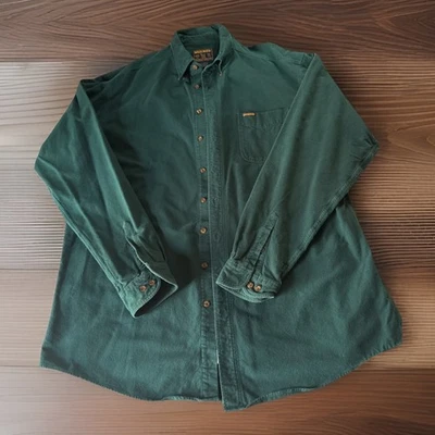 Camisa vintage Woolrich de franela de algodón verde pesado con botones para hombre talla XXL alta Foto 1 de 4