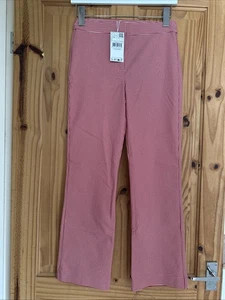 Mango Crop Trousers Vicky Size UK 8 W26 Small Red Gingham Check Stretchable New - Picture 1 of 10