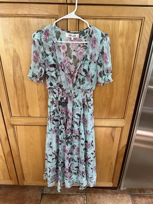Vestido midi DVF Diane von Furstenberg S seda gasa floral fiesta del té Foto 1 de 4