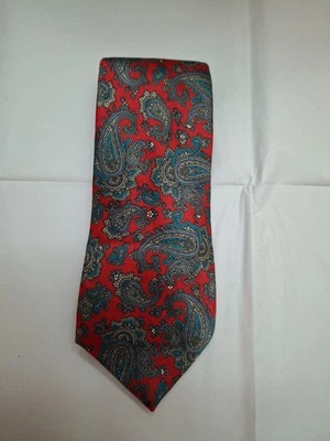 Seville ROW Imported All Silk Sewn In U.S.A  Red With Paisley Grey, Blue - Image 1 of 4