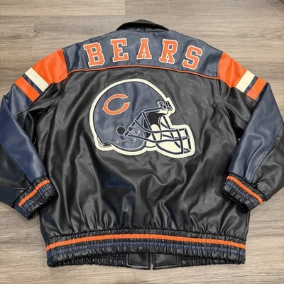 Chaqueta Chicago Bears G-III imitación cuero NFL cremallera completa forro acolchado para hombre XL Foto 1 de 4