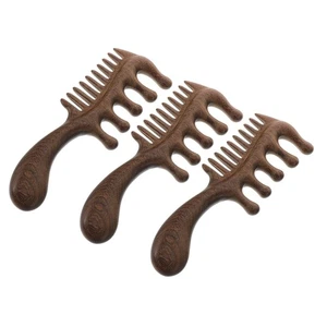 3 Stück Holz Haarkamm Kopfhaut Massagegerät Werkzeug breiter Zahnkamm zur Entspannung - Bild 1 von 12