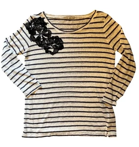 235 $ Gerard Darel M 2 100 % Leinen Strickpullover grau blau gestreift maritim französisch - Bild 1 von 3