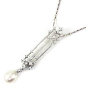 Collar TASAKI Broche Dije 2 Vías Semi Redondo Perla Diamante 750WG - Imagen 1 de 12
