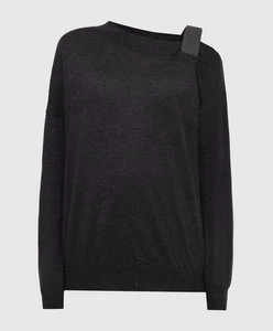 Brunello Cucinelli Grey Cashmere Monili Detail Off Shoulder Sweater - Picture 1 of 8